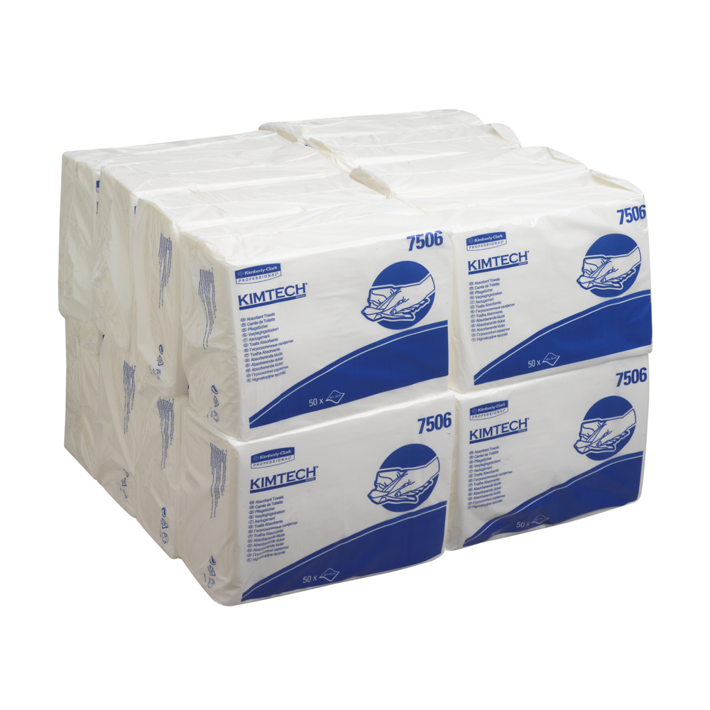 Kimtech® Saugfähige Handtücher mit Z-Faltung 7506 - 50 weiße Handtücher pro Beutel (Karton enthält 16 Beutel) - 7506