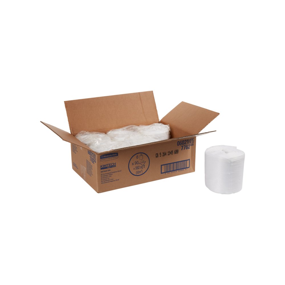 Kimtech® Wettask™ DSX Reinigungstücher für Lösungsmittel 7762 – industrielle Reinigungstücher – 6 Rollen x 90 weiße Reinigungstücher (insg. 540) - 7762