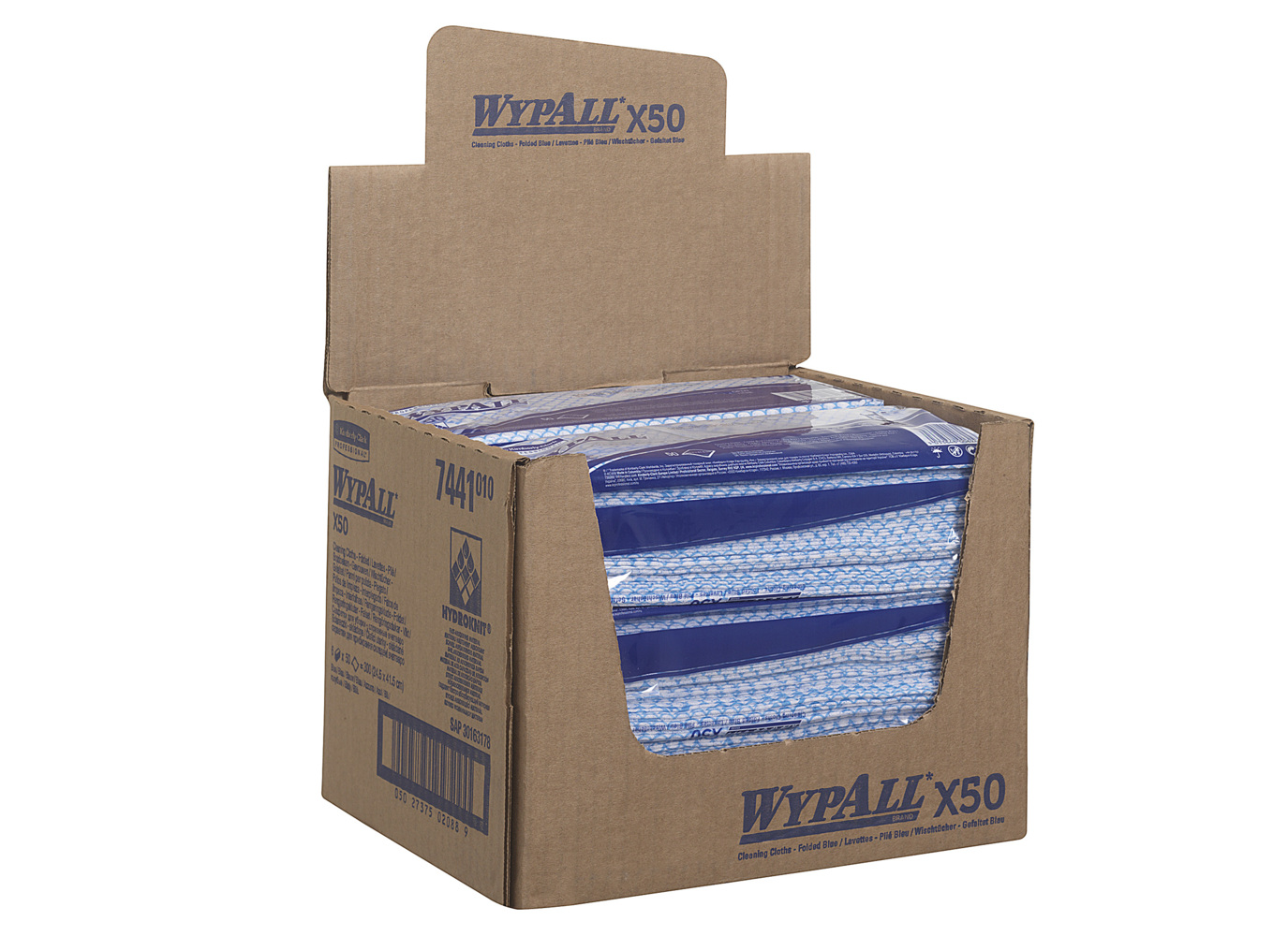 WypAll® X50 Farbcodierte Reinigungstücher 7441 – 6 Packungen x 50 Farbcodierte Wischtücher mit Interfold-Faltung (insges. 300) - 7441