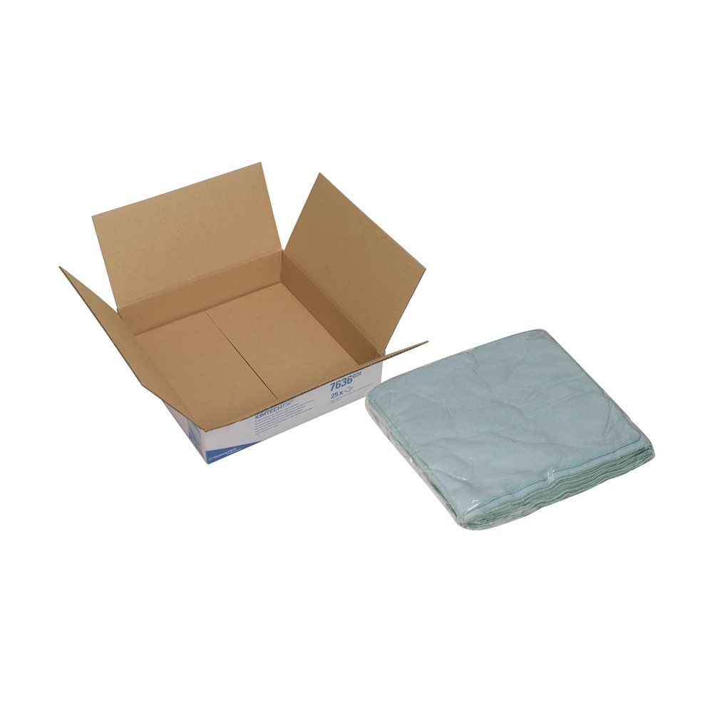 Kimtech® Mikrofaser-Poliertücher 7636 – 1 Box mit je 25 großen, grünen Tüchern - 7636