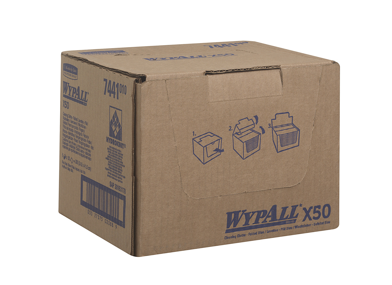 WypAll® X50 Farbcodierte Reinigungstücher 7441 – 6 Packungen x 50 Farbcodierte Wischtücher mit Interfold-Faltung (insges. 300) - 7441