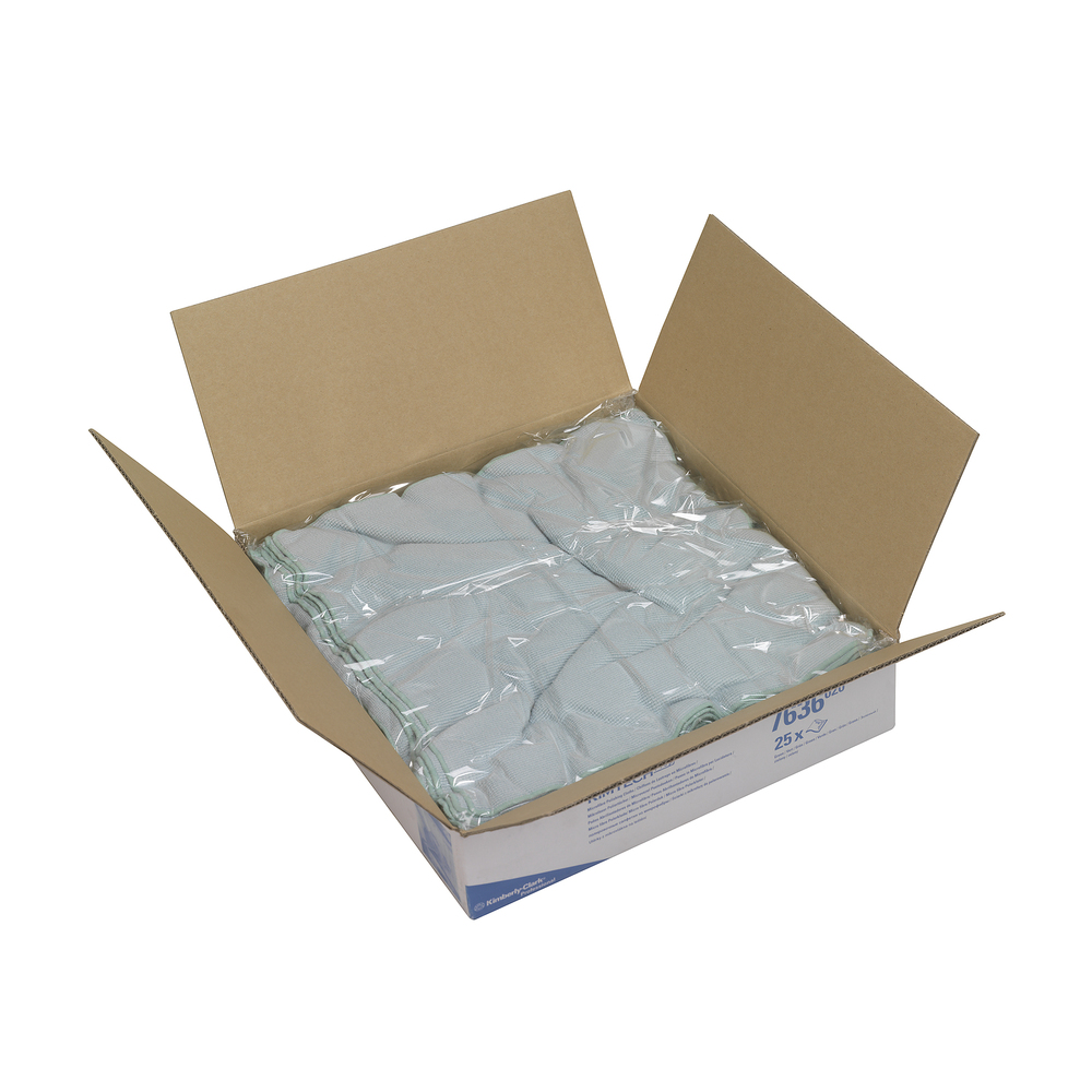 Kimtech® Mikrofaser-Poliertücher 7636 – 1 Box mit je 25 großen, grünen Tüchern - 7636