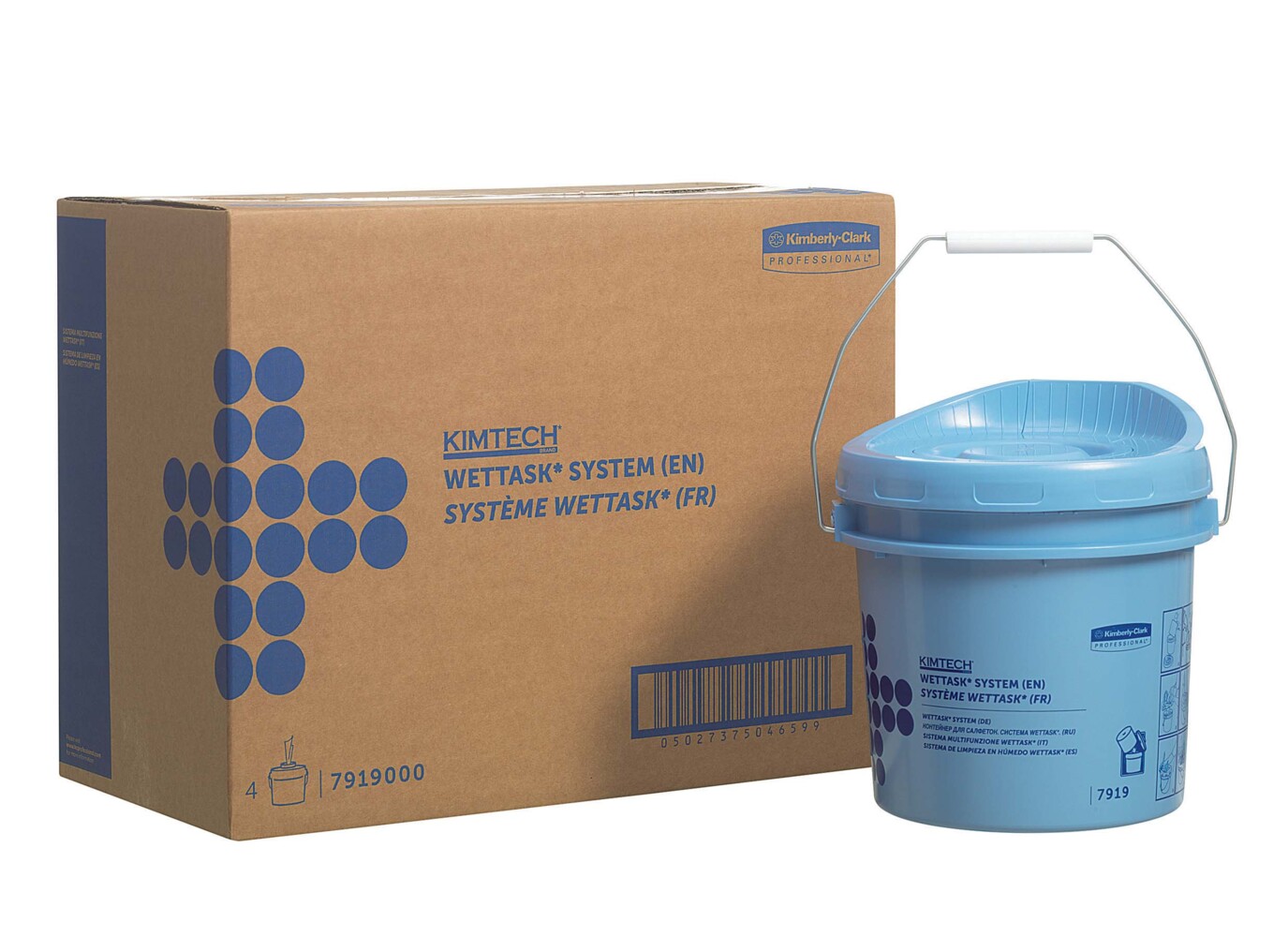 Kimtech® Wettask™ Rollenspendereimer 7919 – Spender für Wettask™ Reinigungstücher – 4 x blaue Spendereimer