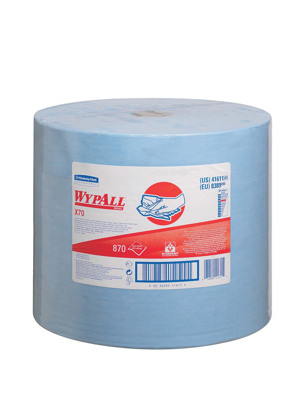 WypAll® X70 Tücher 8389 – 1 Großrolle mit 870 blauen, 1-lagigen Tüchern - 8389