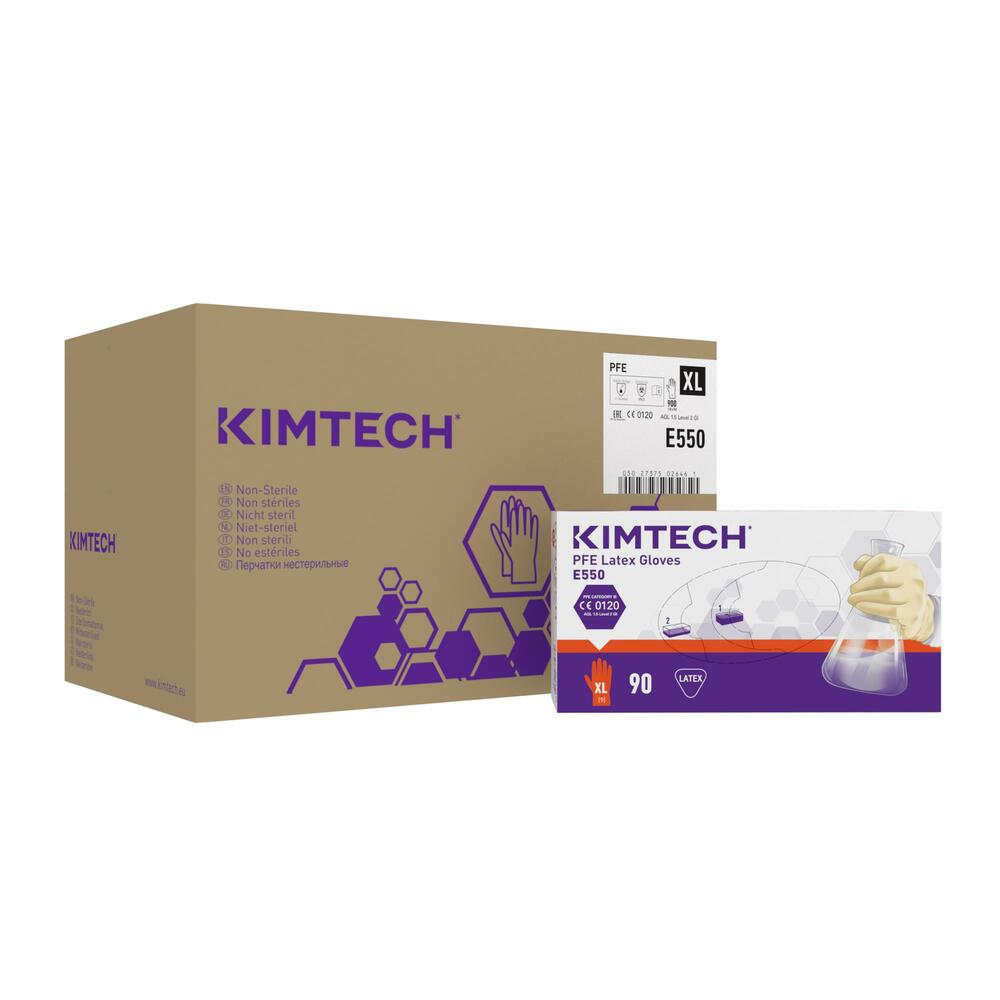 Kimtech™ PFE Latex beidseitig tragbare Handschuhe E550 – Natur, XL, 10x90 (900 Handschuhe) - E550