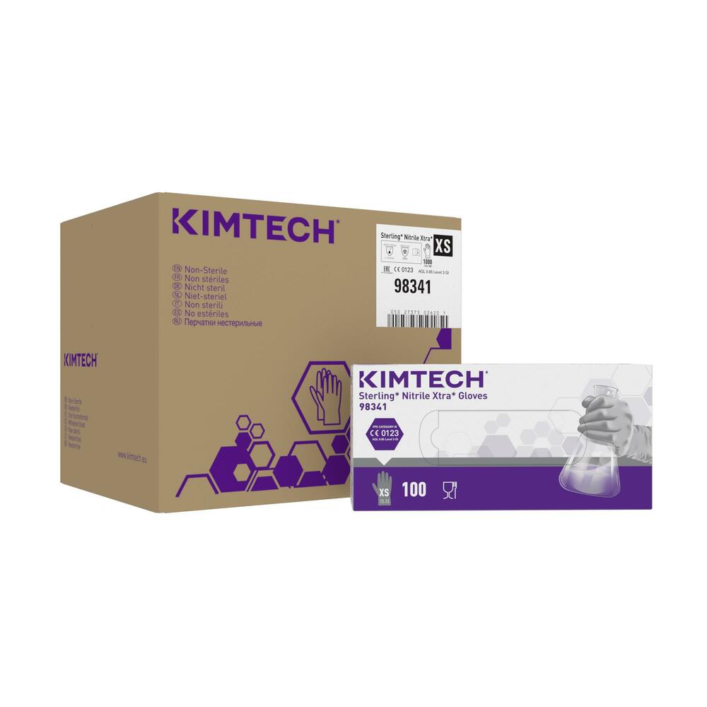 Kimtech™ Sterling™ Nitrile Xtra™ beidseitig tragbare Handschuhe 98341 – Grau, XS, 10x100 (1.000 Handschuhe) - 98341