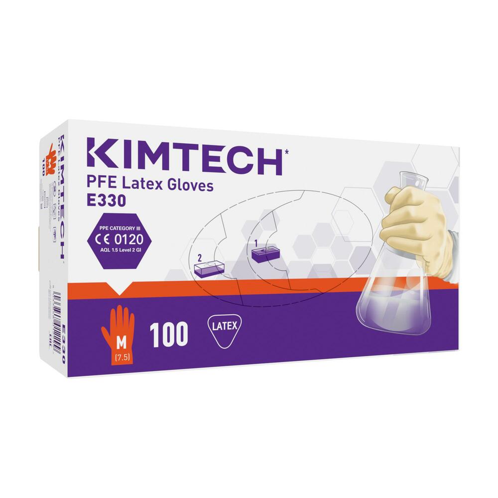 Kimtech™ PFE Latex beidseitig tragbare Handschuhe E330 – Natur, M, 10x100 (1.000 Handschuhe) - E330