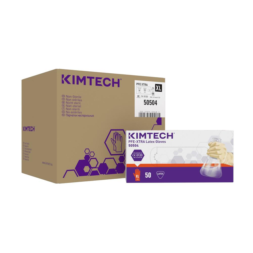 Kimtech™ PFE-Xtra Latex beidseitig tragbare Handschuhe 50504M – Weiß, XL, 10x50 (500 Handschuhe) - 50504