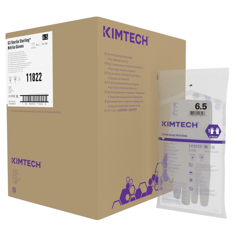 Kimtech™ G3 Sterling™ sterile handspezifische Nitrilhandschuhe 11822 – Grau, 6,5, 10x30 (300 Handschuhe), Länge: 30,5 cm - 11822