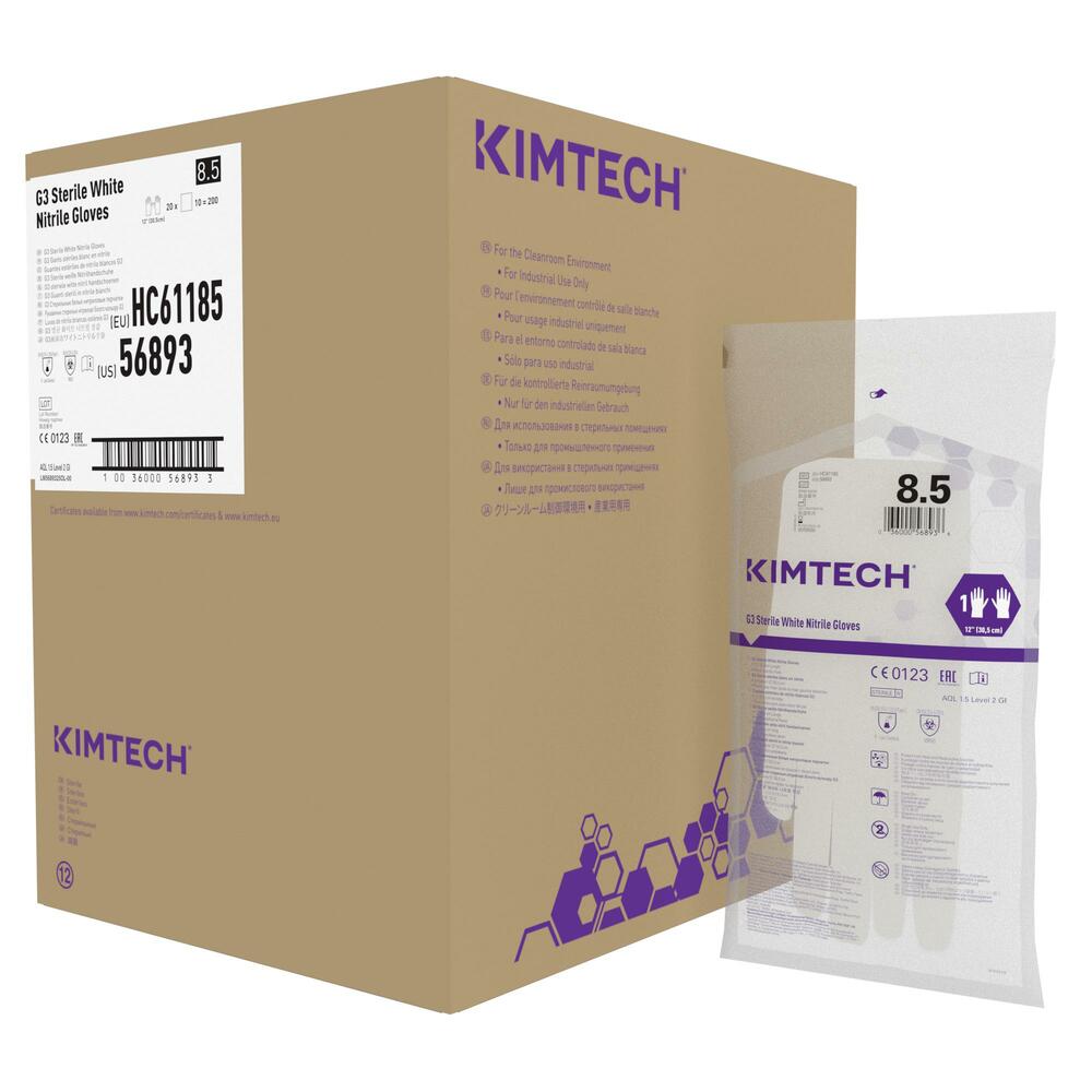 Kimtech™ G3 Sterile White handspezifische Nitrilhandschuhe HC61185 – Weiß, 8,5, 10x20 Paar (400 Handschuhe), Länge: 30,5 cm - HC61185