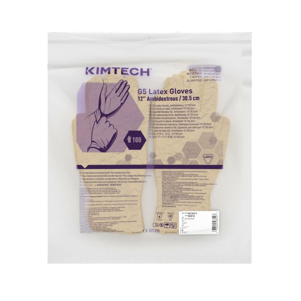 Kimtech™ G5 Latex beidseitig tragbare Handschuhe HC5511 – Natur, XL, 10x100 (1.000 Handschuhe), Länge: 30,5 cm - HC5511