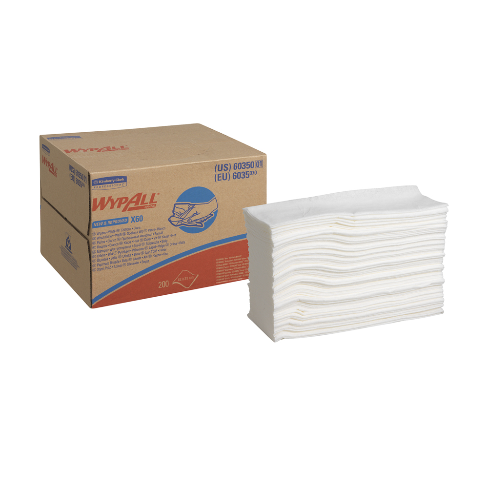 WypAll® X60-Tücher 6035 – 1 BRAG™ Box mit 200 weißen Tüchern - 6035
