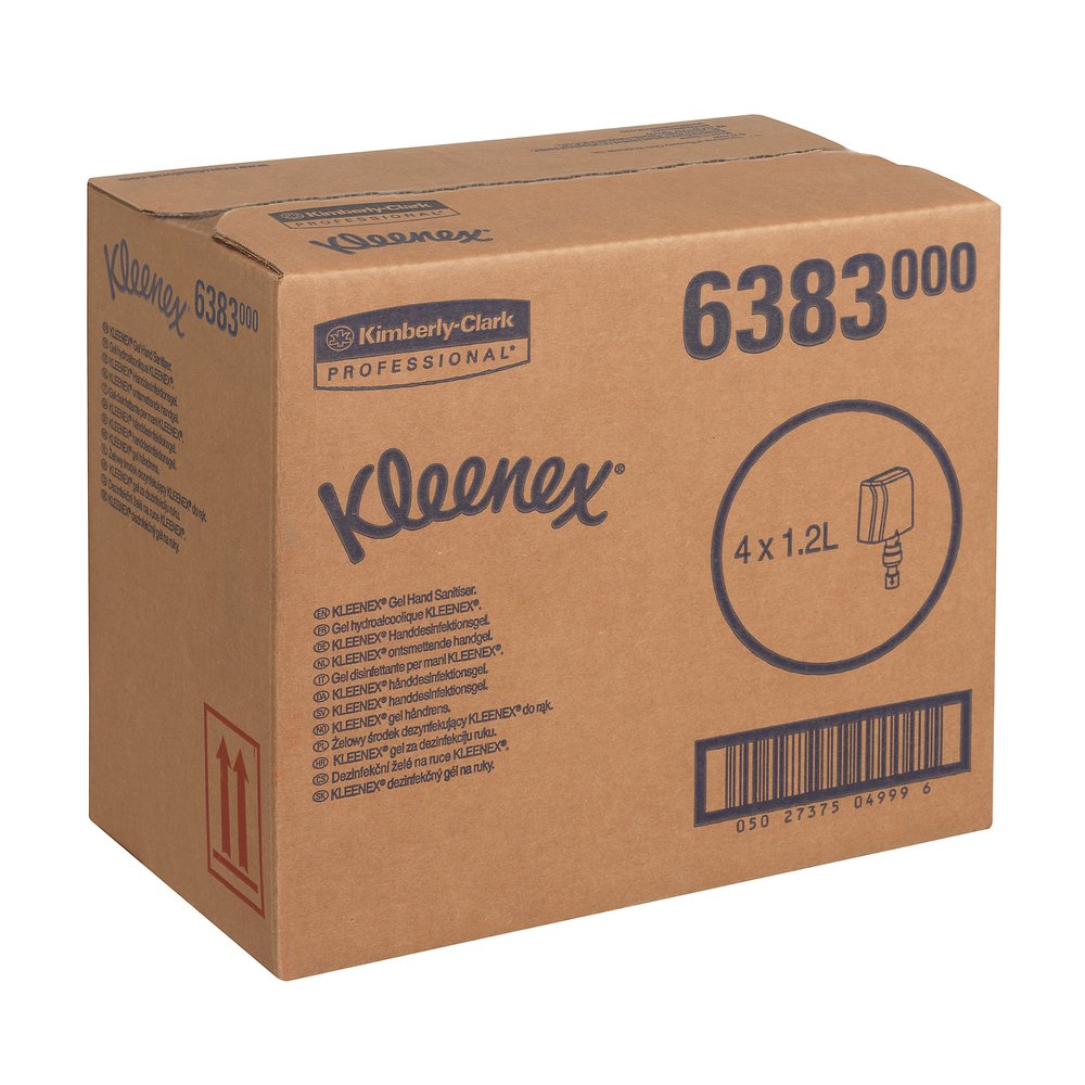Kleenex® Handdesinfektionsgel auf Alkoholbasis 6383 – 4 x 1,2 Liter Handdesinfektionsgel, Nachfüllpackung (4,8 Liter gesamt) - 6383