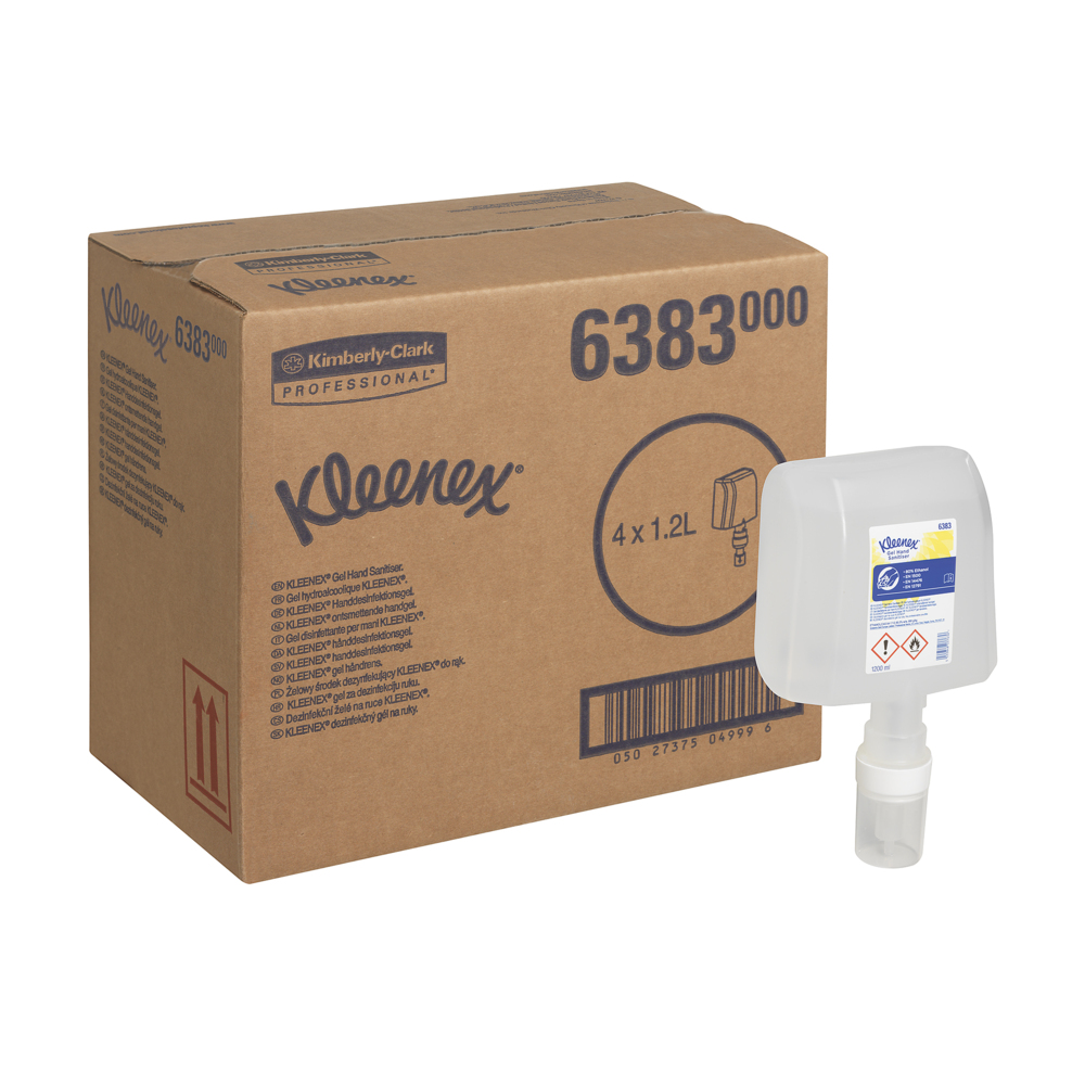 Kleenex® Handdesinfektionsgel auf Alkoholbasis 6383 – 4 x 1,2 Liter Handdesinfektionsgel, Nachfüllpackung (4,8 Liter gesamt) - 6383