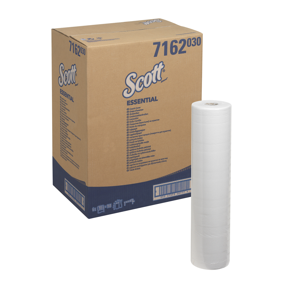 Scott® Essential™ Ärzterollen (59 B) 7162 – 6 Rollen mit je 198 weißen, 1-lagigen Liegenabdeckungen - 7162