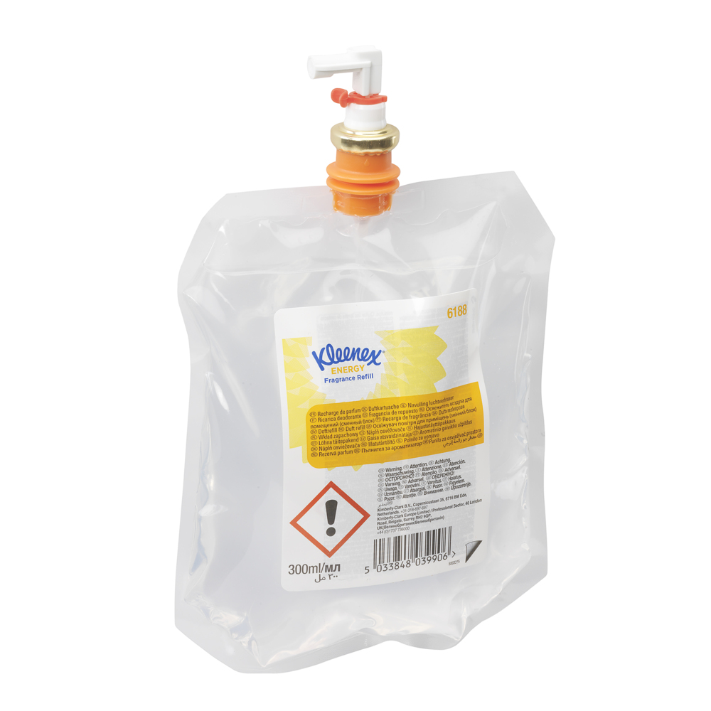 Kleenex® Duft -Lufterfrischer Energy – Nachfüllpackung 6188, transparent, 6 x 300 ml (1.800 ml gesamt) - 6188