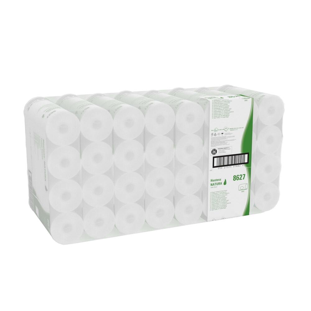 Hostess™ NATURA™ Standard-Toilettenpapierrollen 8627 – 96 Rollen mit je 400 weißen, 1-lagigen Blättern (38.400 Blätter) - 8627