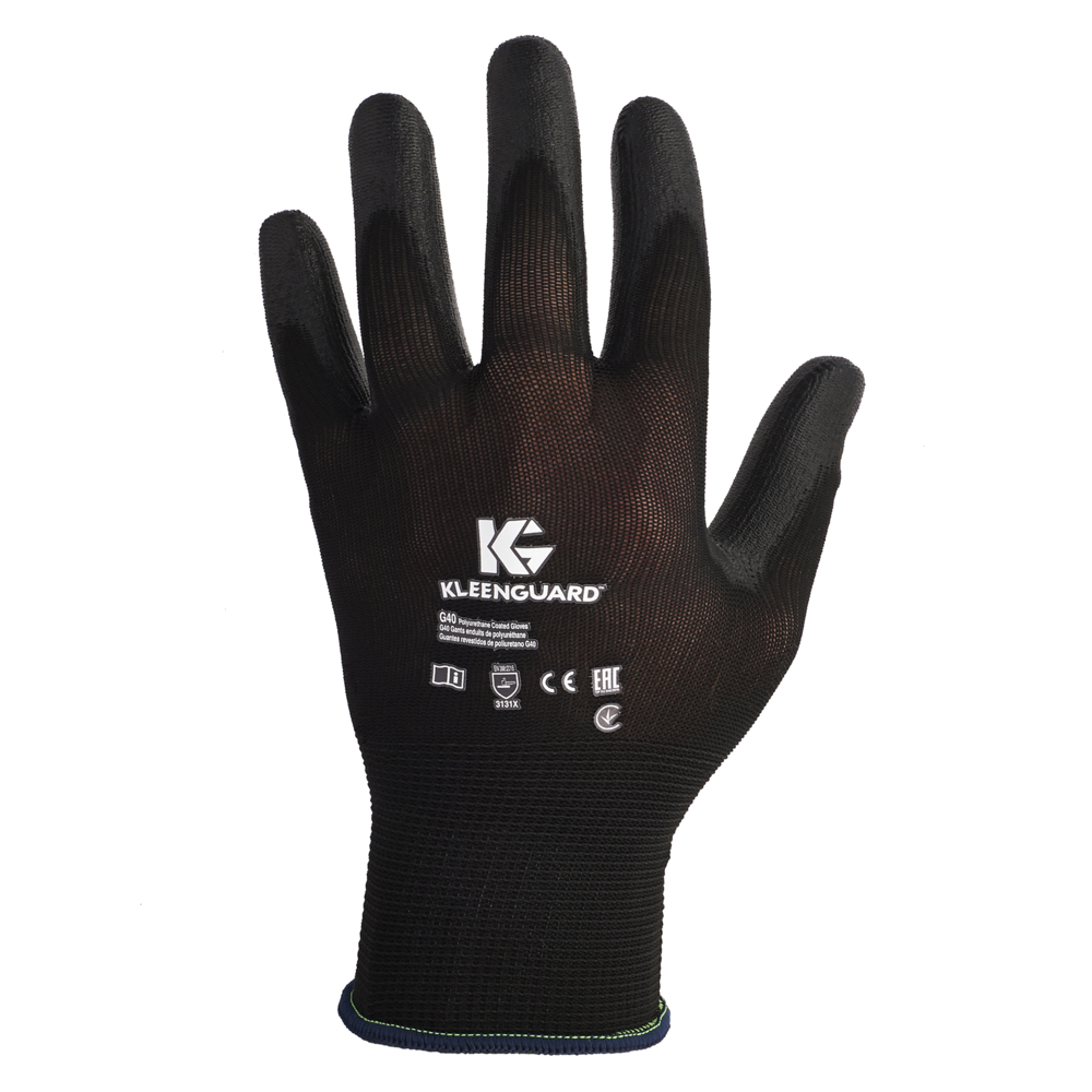 KleenGuard® G40 polyurethanbeschichtete handspezifische Handschuhe 13837 – Schwarz, 7, 5x12 Paar (120 Handschuhe) - 13837