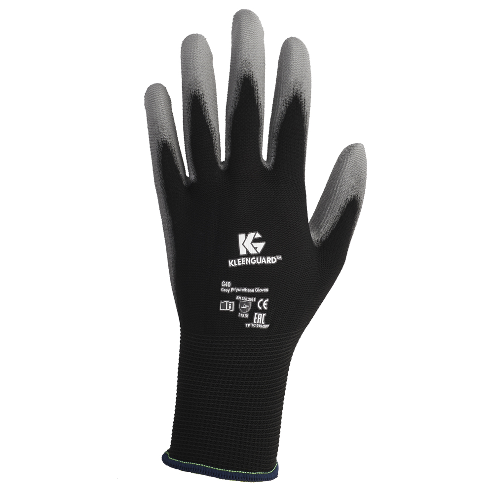 KleenGuard® G40 Polyurethanbeschichtete handspezifische Handschuhe 38728 – Grau, 9, 5x12 Paare (120 Handschuhe) - 38728