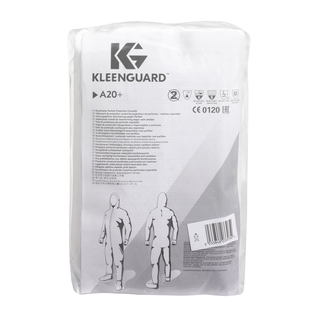 KleenGuard® A20+ atmungsaktiver, partikeldichter Schutzanzug mit Haube 95170 – weiß, L, 1x25 (insgesamt 25 Stück) - 95170