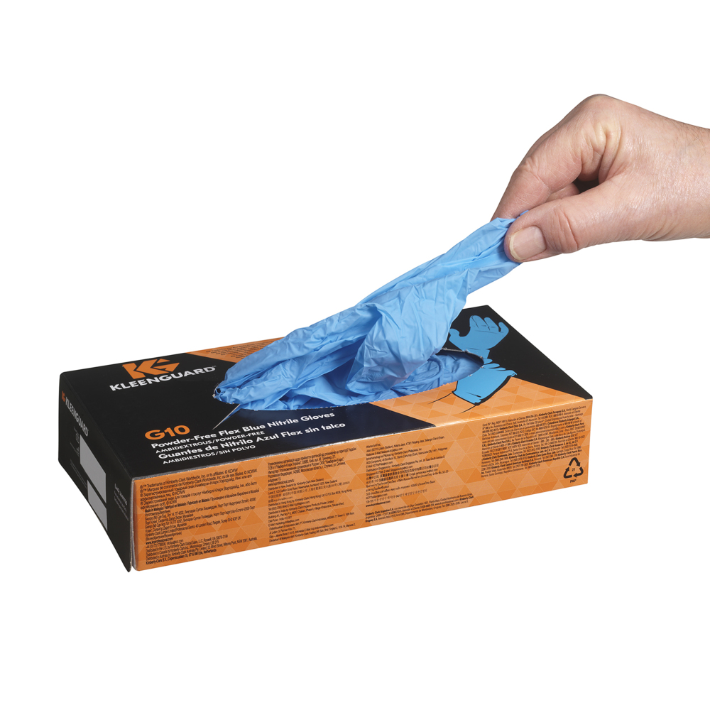 KleenGuard® G10 FleX Beidseitig tragbare Nitrilhandschuhe 38520 – Blau, M, 10x100 (1.000 Handschuhe) - 38520