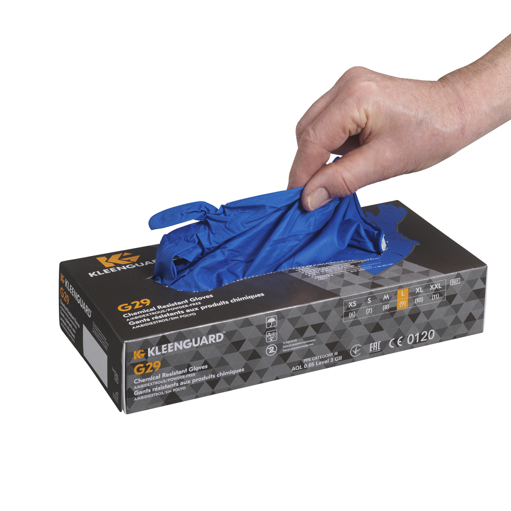 KleenGuard® G29 Beidseitig tragbare Lösungsmittel-Handschuhe 49823 – Blau, S, 10x50 (500 Handschuhe) - 49823
