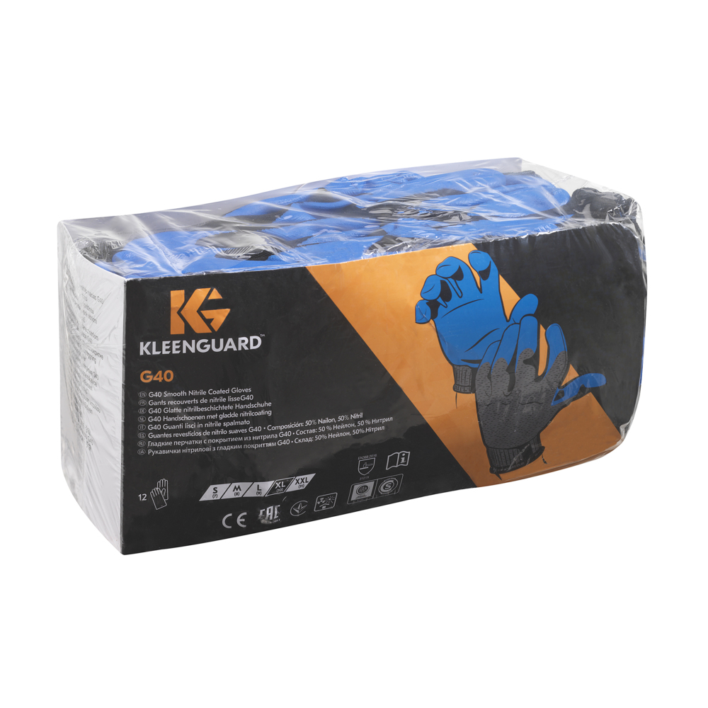KleenGuard® G40 glatte, handspezifische Nitrilhandschuhe 40152 – Blau, 11, 5x12 Paar (120 Handschuhe) - 40152