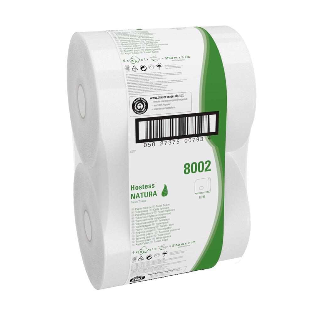 Hostess™ NATURA™ Jumbo-Toilettenpapier-Rolle 8002 – 6 x 525 m weiße, 1-lagige Rollen (3.150 m) - 8002