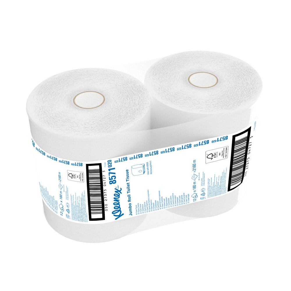 Kleenex® Jumbo Toilettenpapier-Rolle 8571 - 12 x 180 m weiße, 2-lagige Rollen - 8571