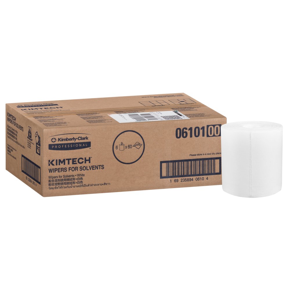 Kimtech® Wettask™ Systemwischtücher für Lösungsmittel 6101 – 6 Nachfüllpackungen x 60 weiße, industrielle Wischtücher (insg. 360) - 6101