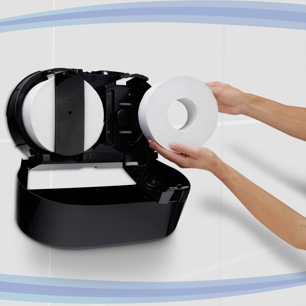 Aquarius™ Mini Toilettenpapierspender 7187 - Kimberly Clark™ Spender für 2 Rollen mit Zentralentnahme - 1 x Schwarz, Wc Papierspender - 7187