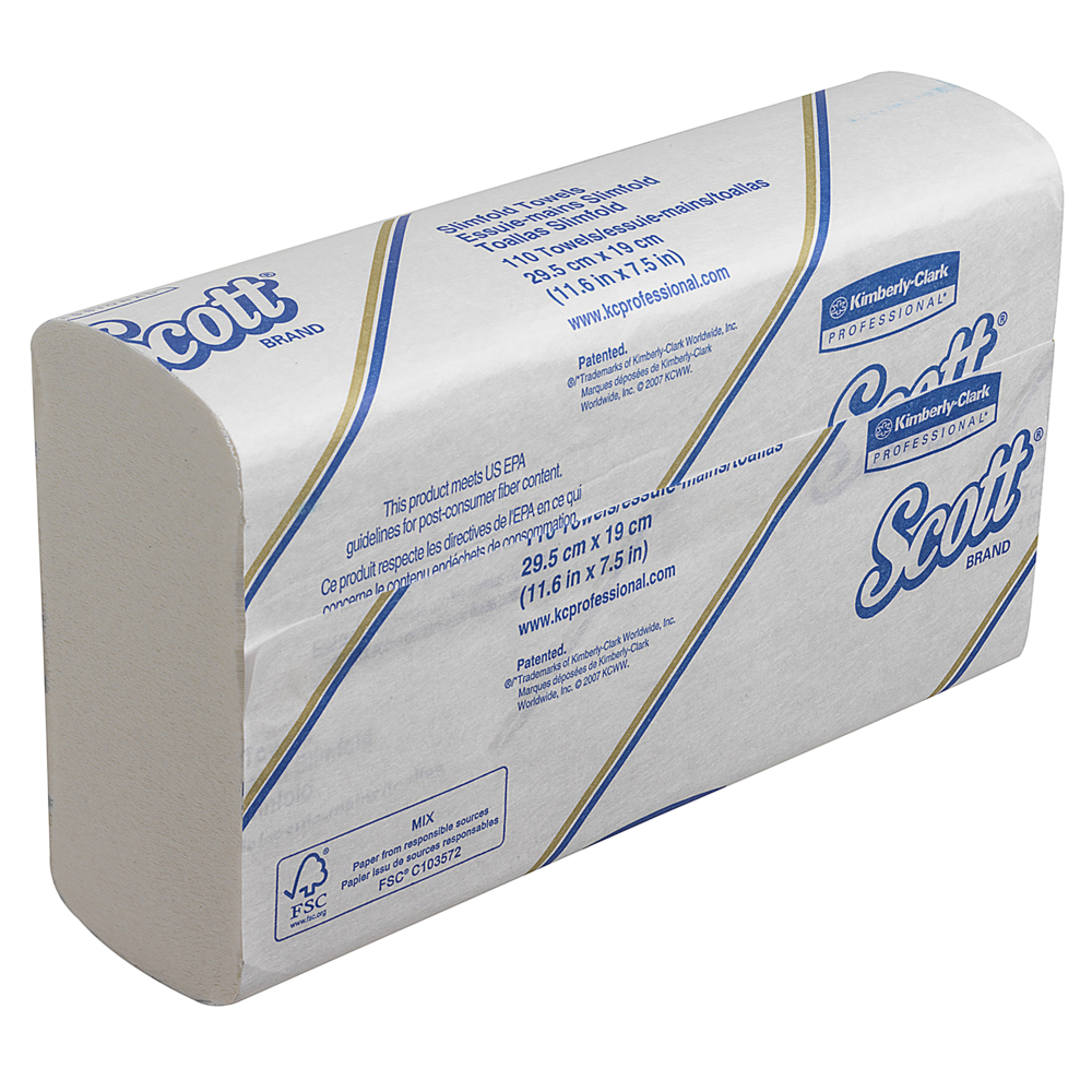 Scott® Papierhandtücher Slimfold™ 5856 - Papiertücher für Spender - 16 Packungen x 110 Falthandtücher - weiß, 1-lagig - 5856