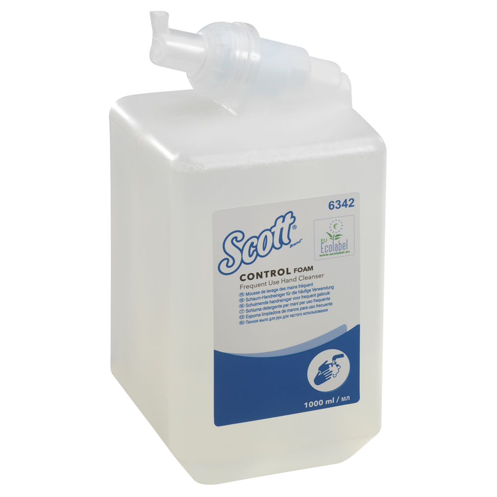 Scott® Control™ Schaum-Seife für häufige Verwendung 6342 – unparfümierte Handseife – 6 x 1 Liter, Kassetten farbloser Handreiniger (insges. 6 l) - 6342