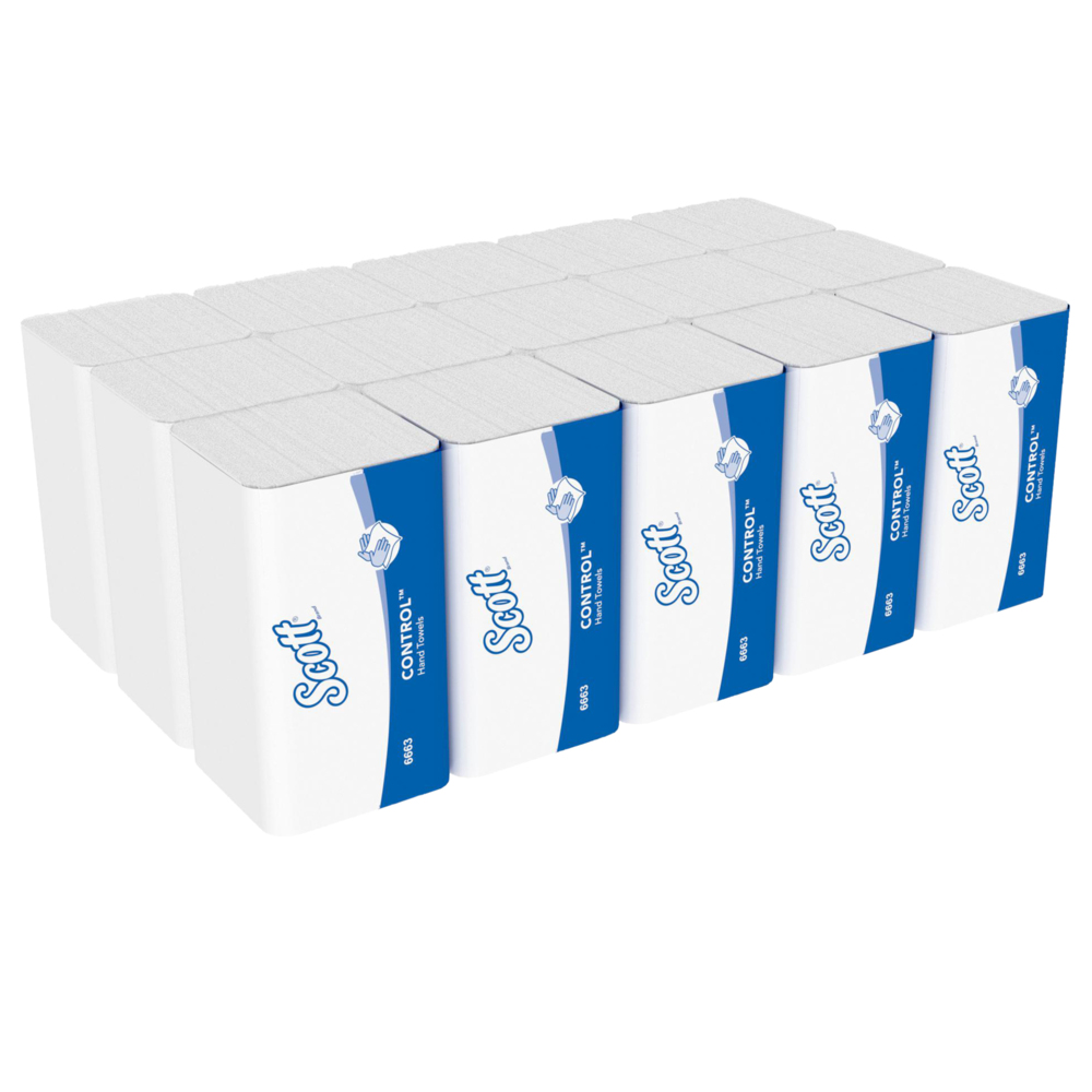 Scott® Control™ Papierhandtücher mit Interfold-Faltung 6663 – Papierhandtücher mit V-Faltung – 15 Packungen x 212 Papierhandtücher (insges. 3.180) - 6663