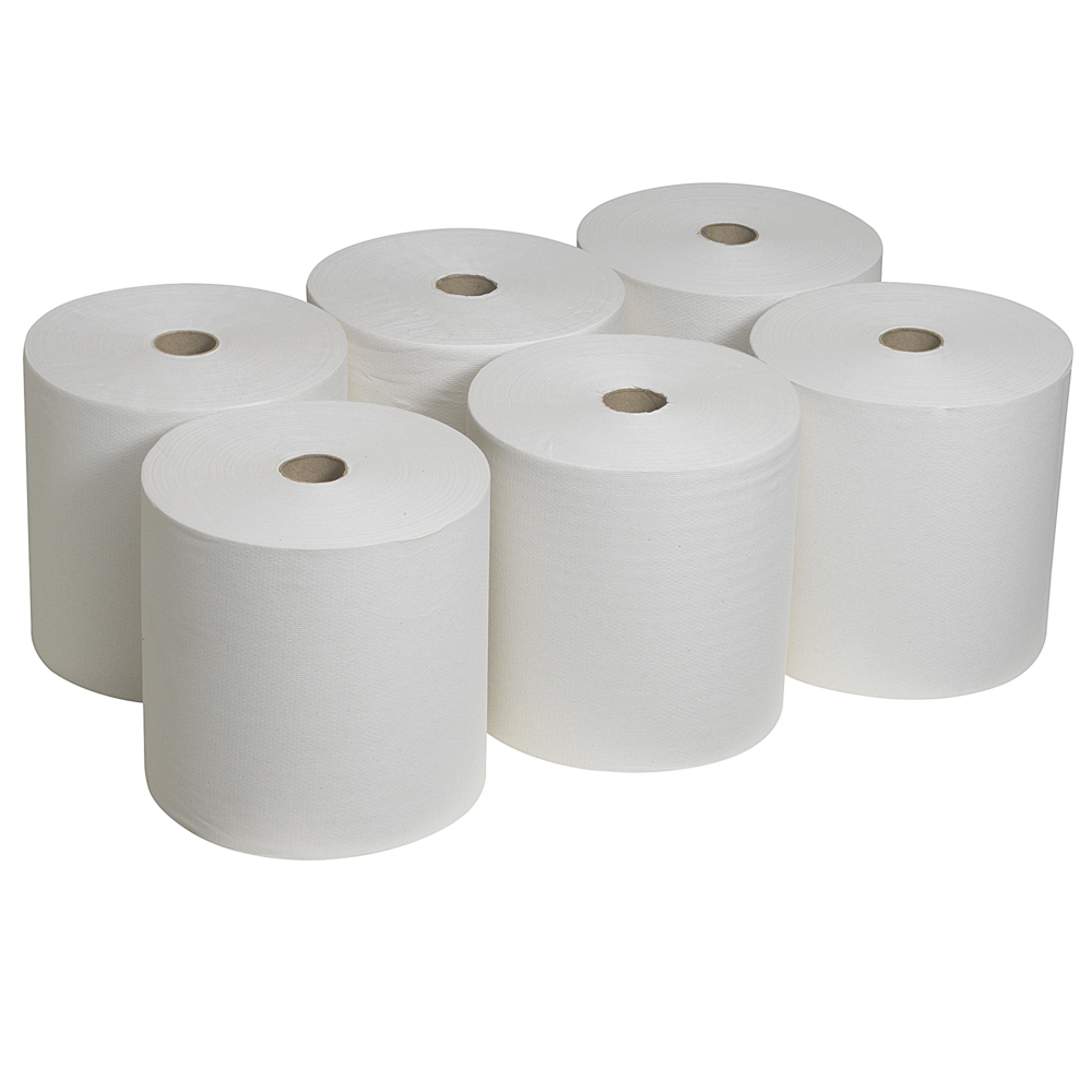 Scott® gerollte Papierhandtücher 6667 - Handtücher  für Spender - 6 x 304 m Papierhandtuchrollen- Weiß, 1-lagig - 6667