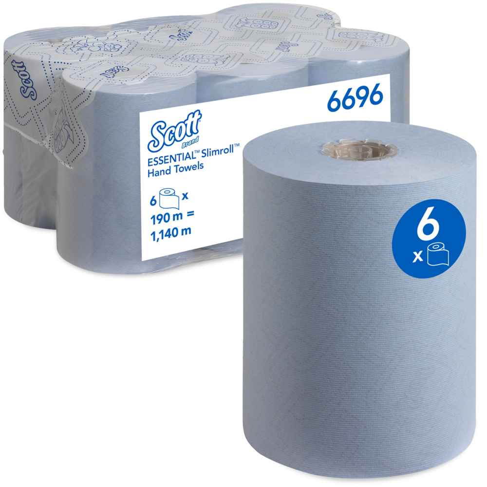 Scott® Essential™ Slimroll™ Papierhandtücher gerollt 6696 – 6 x 190 m Handtuchrollen (insges. 1.140 m) - 6696