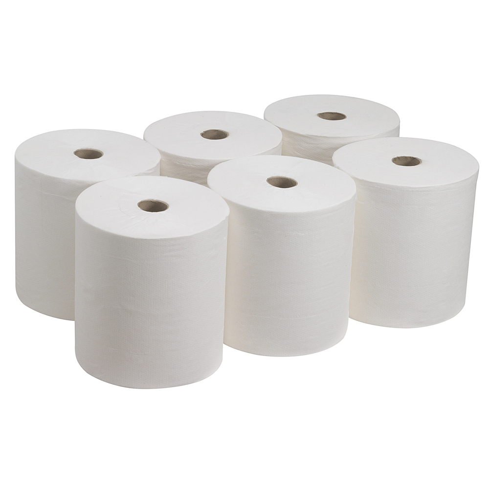 Kleenex® Ultra™  Handtücher 6765 – 6 x 130 m lange, weiße, 2-lagige Rollen - 6765