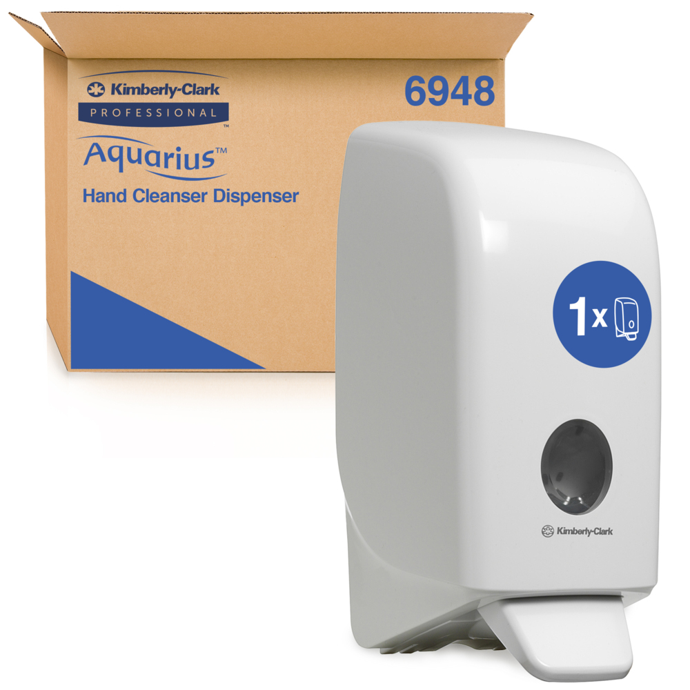 Aquarius™ Seifen-Spender 6948 – 1 x wandmontierter Seifenspender, weiß (Nachfüllmenge 1 Liter) - 6948