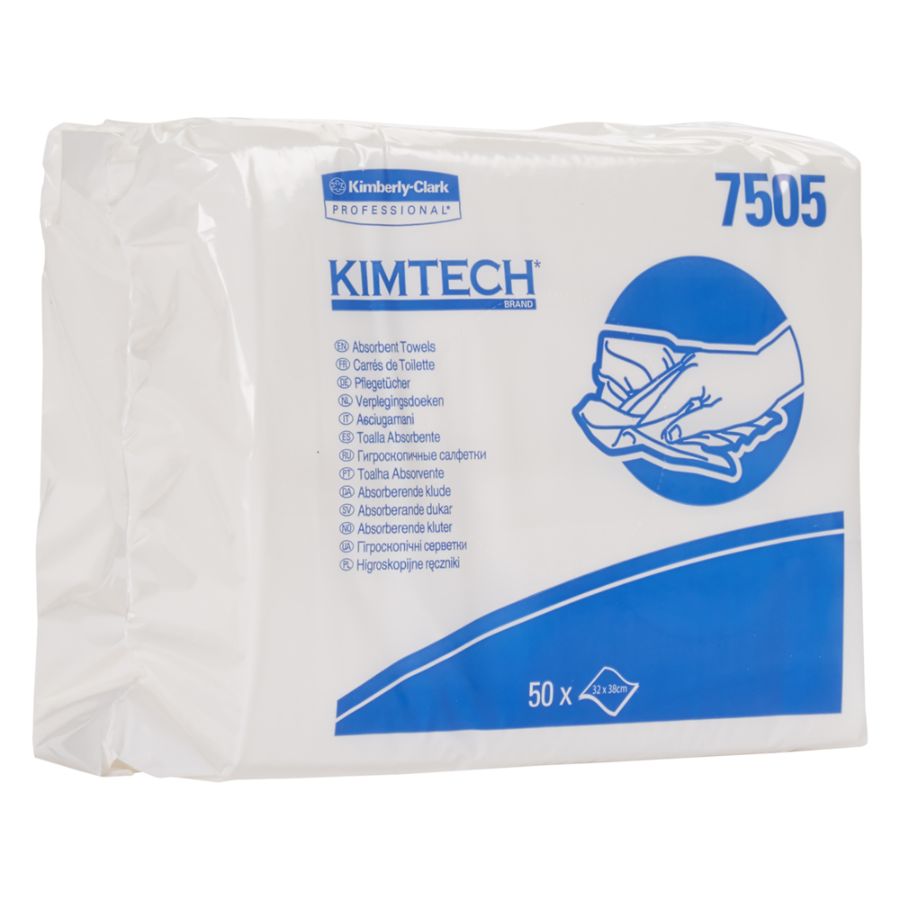Kimtech® Saugfähige Pflegetücher 7505 - 50 weiße Wischtücher pro Beutel (Karton enthält 20 Beutel) - 7505