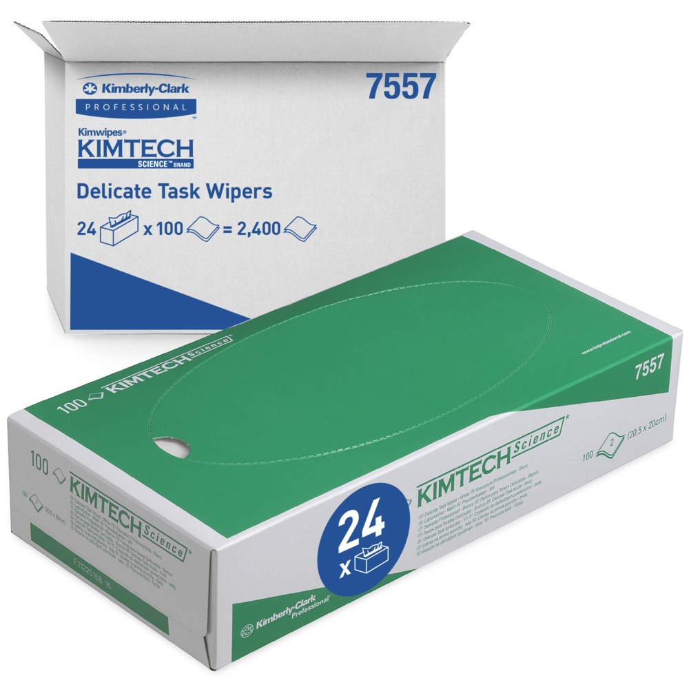 Kimtech® Science Präzisionswischtücher 24 Kartons mit je 100 weißen, 2-lagigen Wischtüchern = 2. 400 Tücher - 7557