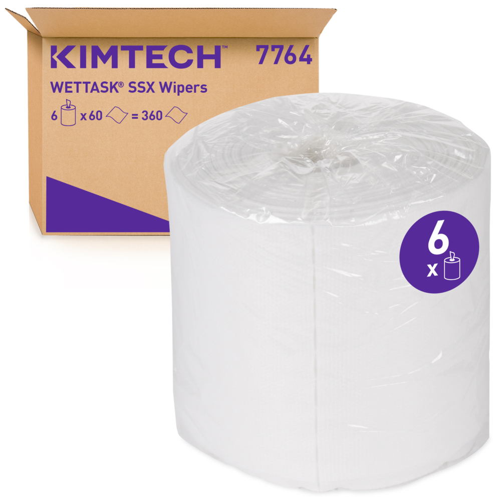 Kimtech® Wettask™ SXX Wischtücher 7764 – 60 weiße Tücher pro Nachfüllung (Karton enthält 6 Nachfüllungen) - 7764