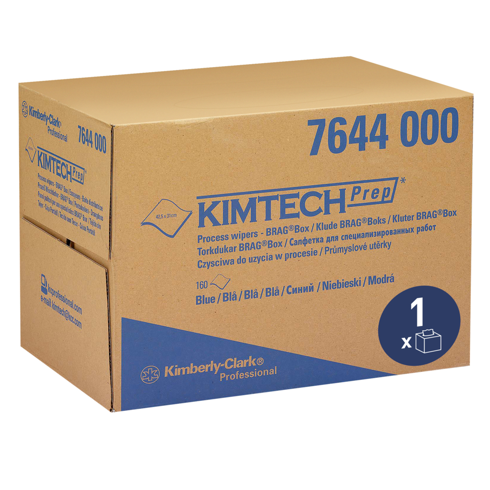Kimtech® Prozesswischtücher 7644 – 1 BRAG™ Box mit 160 blauen Tüchern - 7644