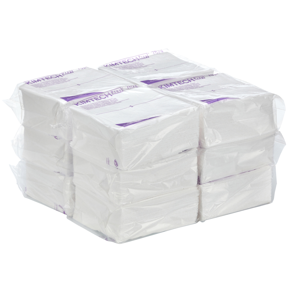 Kimtech® Pure Reinigungstücher 7624 – 35 viertelgefaltete, weiße, 1-lagige Tücher pro Beutel (Packung enthält 12 Beutel) - 7624