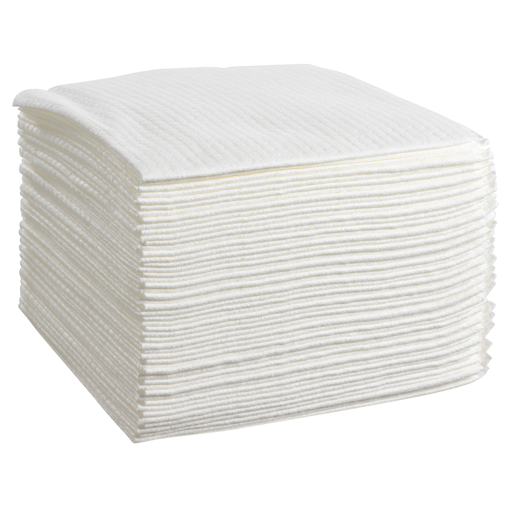 WypAll® X80 Reinigungstücher 8388 – 4 Packungen mit je 50 viertelgefalteten, weißen, 1-lagigen Tüchern - 8388