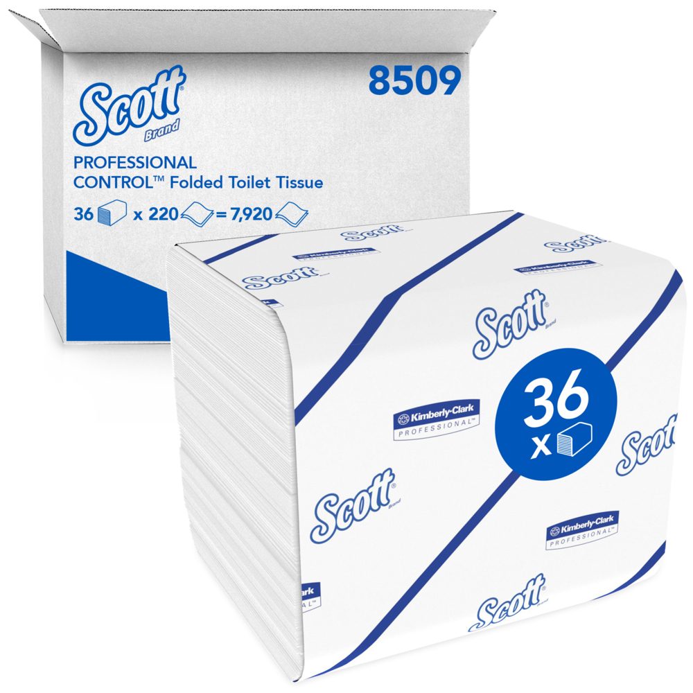 Scott® Control™ Einzelblatt-Toilettenpapier 8509 – 2-lagiges Toilettenpapier – 36 Packungen x 220 Blatt (insges. 7.920)