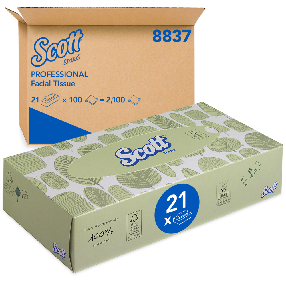 Scott® Kosmetiktüchern 8837 – weiß, 2-lagig, 21 x 100 (2.100 Tücher) - 8837