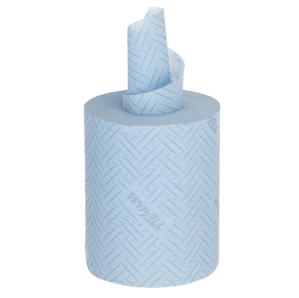 WypAll® L10 Papier-Reinigungstücher für Service u. Einzelhandel 6220 – 1-lagige blaue Rolle mit Zentralentnahme – 6 Rollen mit Zentralentnahme x 280 Papier-Wischtücher (insges. 1.680) - 6220