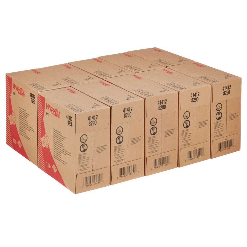 WypAll® X70 Reinigungstücher 8290 – 10 Zupfboxen mit je 100 blauen, 1-lagigen Tüchern - 8290