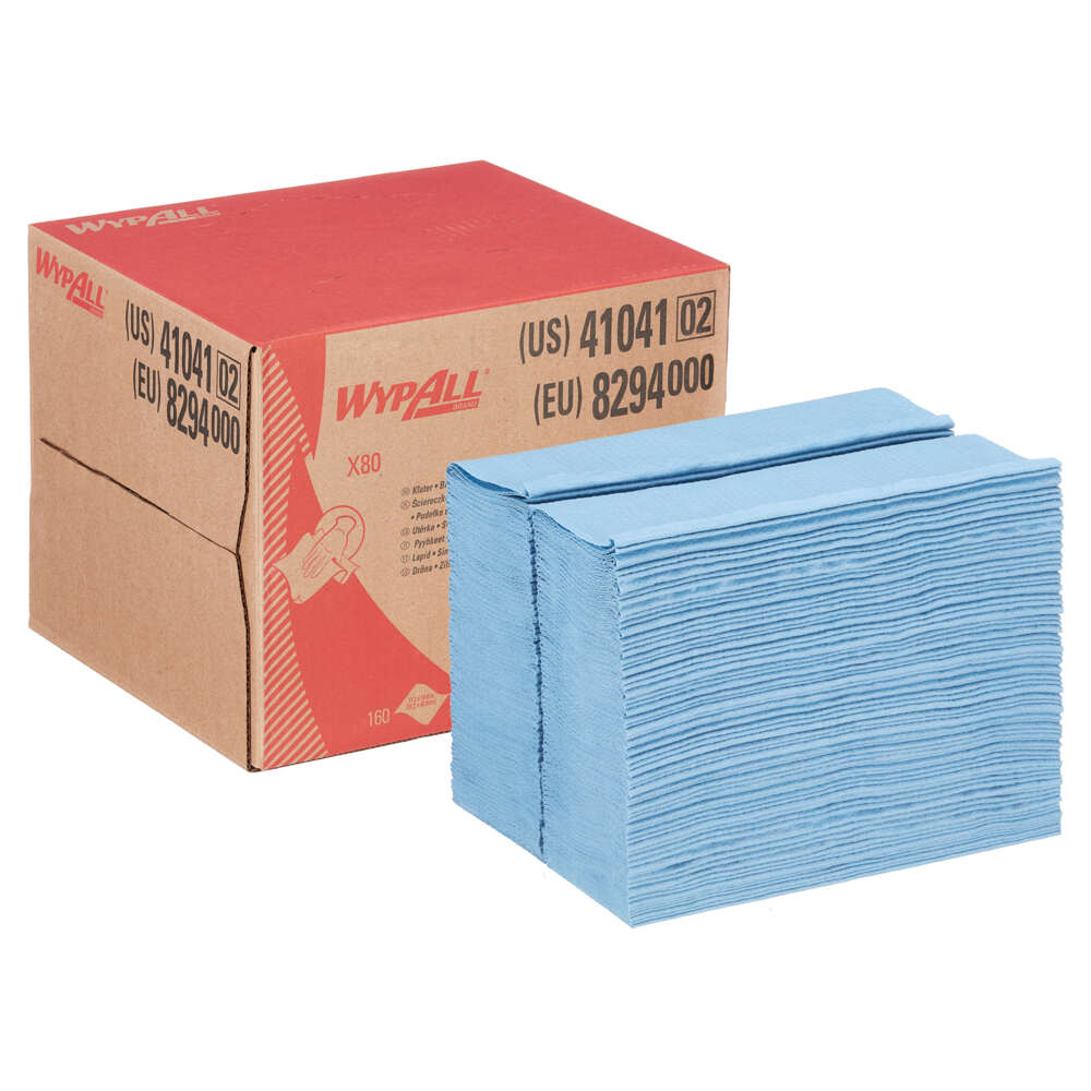 WypAll® X80 Tücher 8294 – 1 BRAG™ Box mit 160 blauen, 1-lagigen Tüchern - 8294