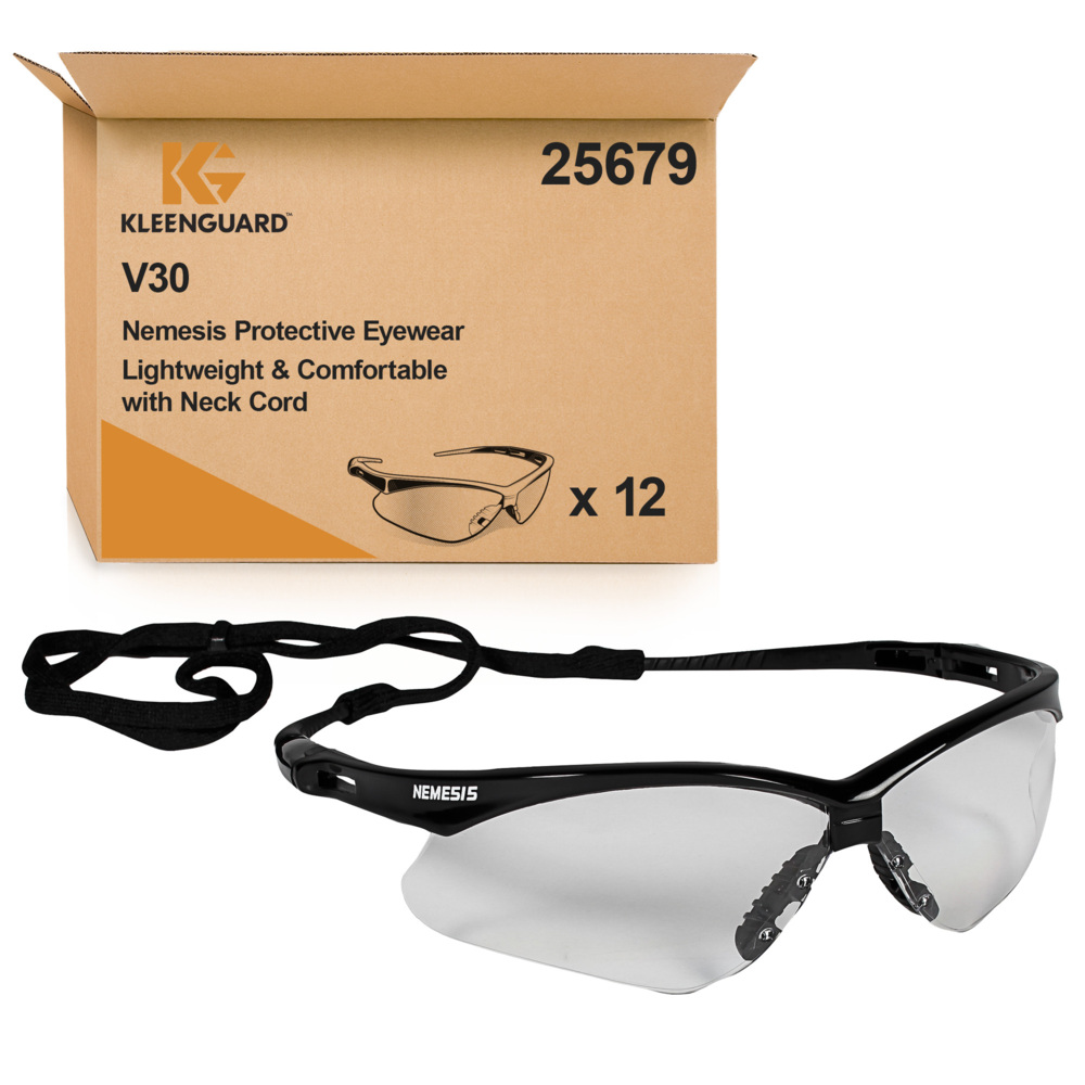 KleenGuard® V30 Nemesis VL Schutzbrillen mit Antibeschlag-Beschichtung, 25679 – 12 Universalbrillen mit klaren Sichtscheiben pro Packung